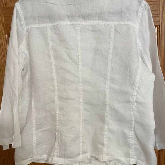 Vintage Cherokee White 100% Linen Button Up Blouse Size Large - Picture 8 of 11